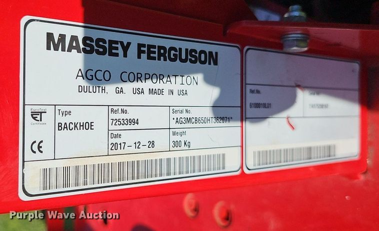 image for item IO9982 2018 Massey Ferguson TLB GC1720 MFWD tractor