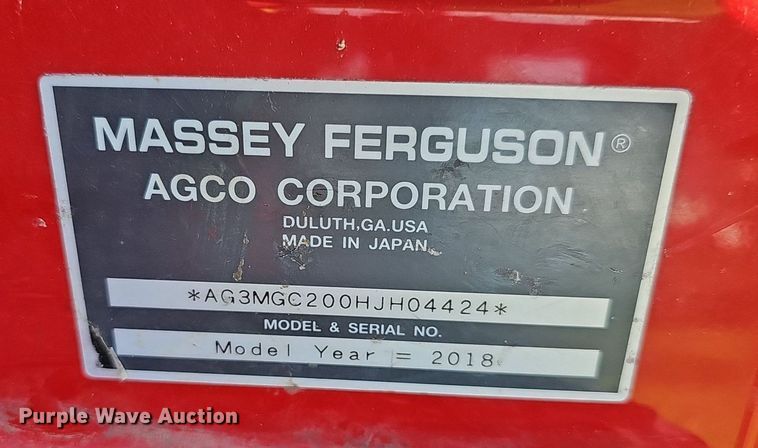 image for item IO9982 2018 Massey Ferguson TLB GC1720 MFWD tractor