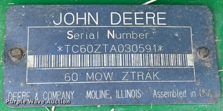 image for item MU9825 John Deere  F687 ZTrak ZTR lawn mower