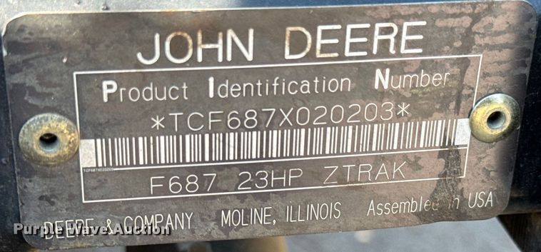 image for item MU9825 John Deere  F687 ZTrak ZTR lawn mower