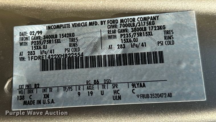 image for item MU9840 1999 Ford E150 handicap accessible van