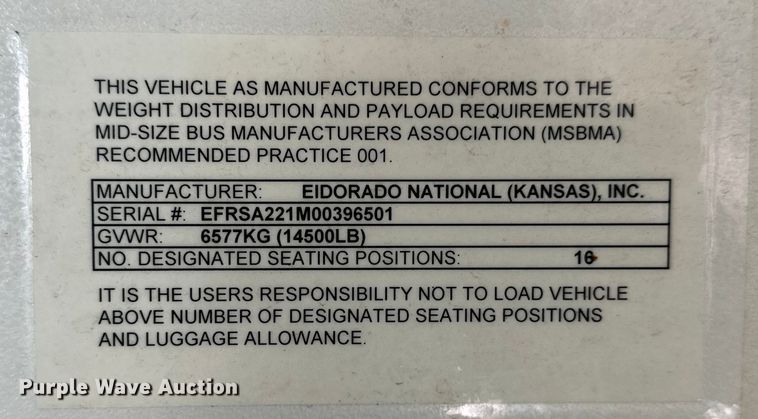 image for item MU9855 2010 Eldorado E450 Super Duty shuttle bus