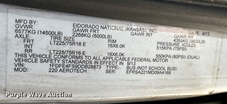 image for item MU9856 2014 Eldorado Aerotech Ford 220 shuttle bus