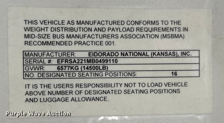 image for item MU9857 2011 Ford E450 Super Duty  shuttle bus