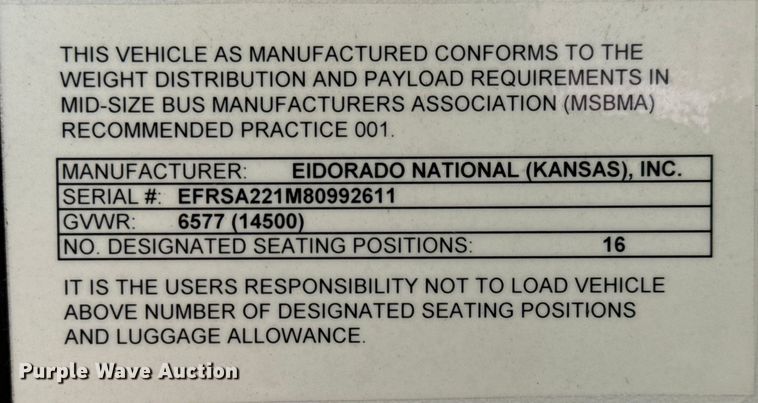 image for item MU9858 2009 Eldorado E450 Super Duty  shuttle bus