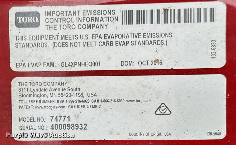 image for item MU9948 2016 Toro Time Cutter MX5050 ZTR lawn mower