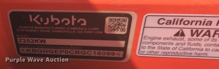 image for item NG9966 2024 Kubota Z252KW ZTR lawn mower