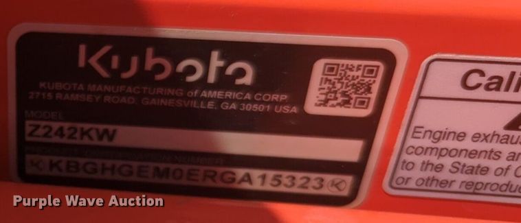 image for item NG9967 2024 Kubota Z242KW ZTR lawn mower