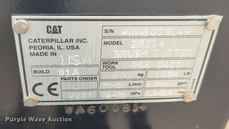 image for item NG9974 2021 Caterpillar BR118 skid steer rotary mower