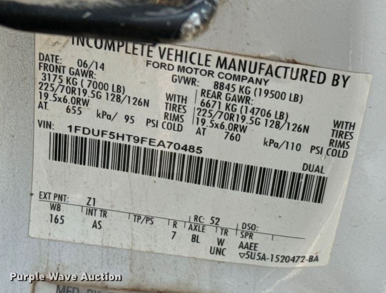 image for item NQ9624 2015 Ford F550 Super Duty bucket truck