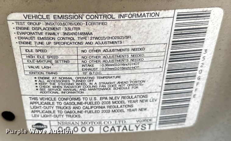 image for item NR9855 2003 Infiniti FX35 SUV