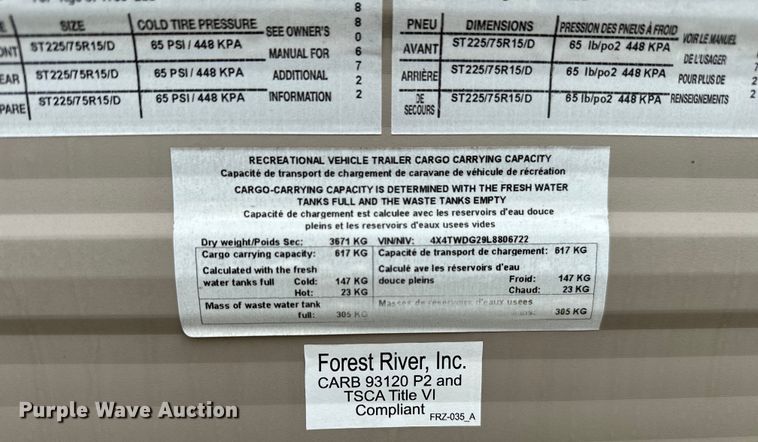image for item NR9968 2020 Forrest River Inc.  Wildwood camper
