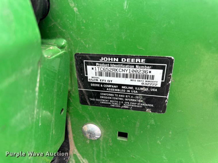 image for item OF9711 2022 John Deere 652R ZTR lawn mower
