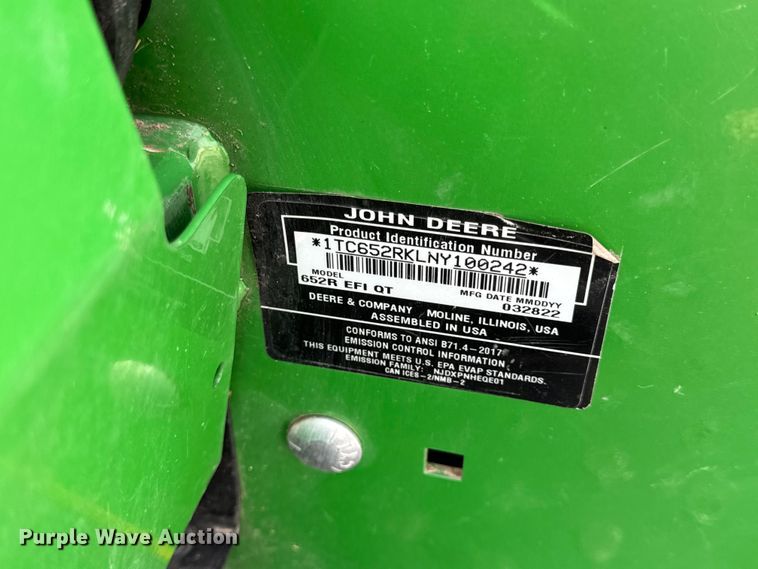 image for item OF9712 2022 John Deere 652R ZTR lawn mower