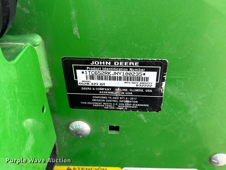 image for item OF9716 2022 John Deere 652R ZTR lawn mower