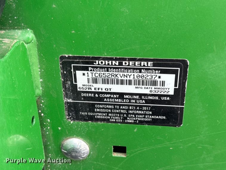 image for item OF9717 2022 John Deere 652R  ZTR lawn mower