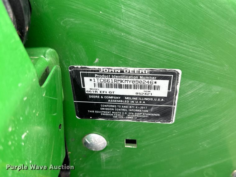 image for item OF9718 2021 John Deere 661R ZTR lawn mower