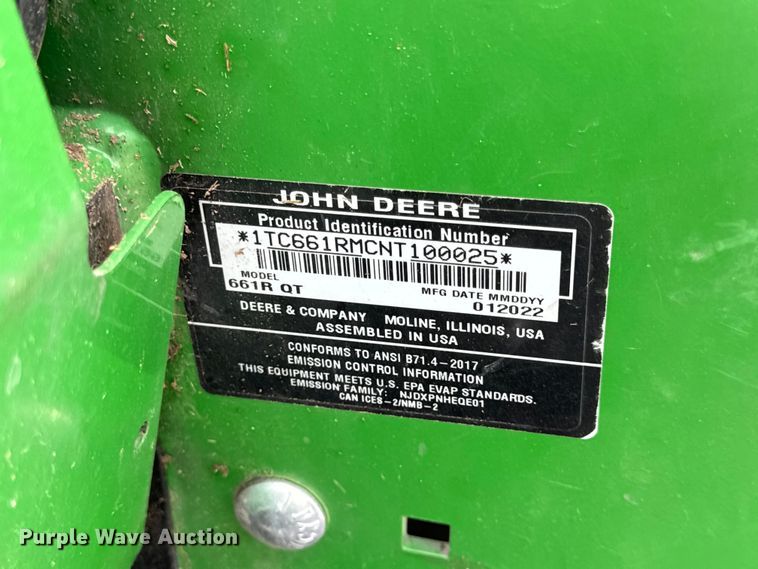 image for item OF9719 2022 John Deere 661R ZTR lawn mower