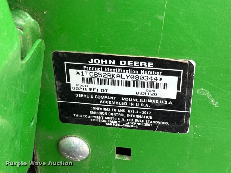 image for item OF9720 2020 John Deere 652R ZTR lawn mower