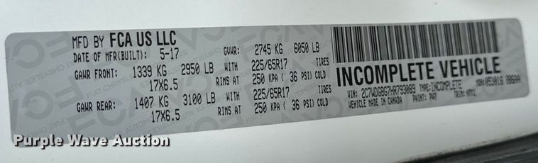 image for item OF9732 2017 Braun Ability Grand Caravan handicap accessible van