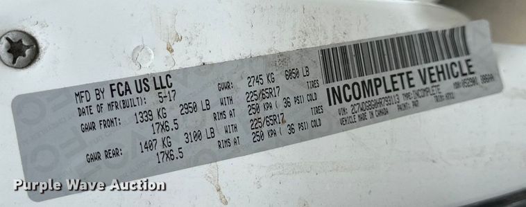 image for item OF9733 2017 Dodge Grand Caravan handicap accessible van