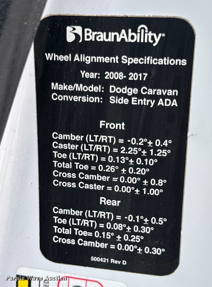 image for item OF9733 2017 Dodge Grand Caravan handicap accessible van