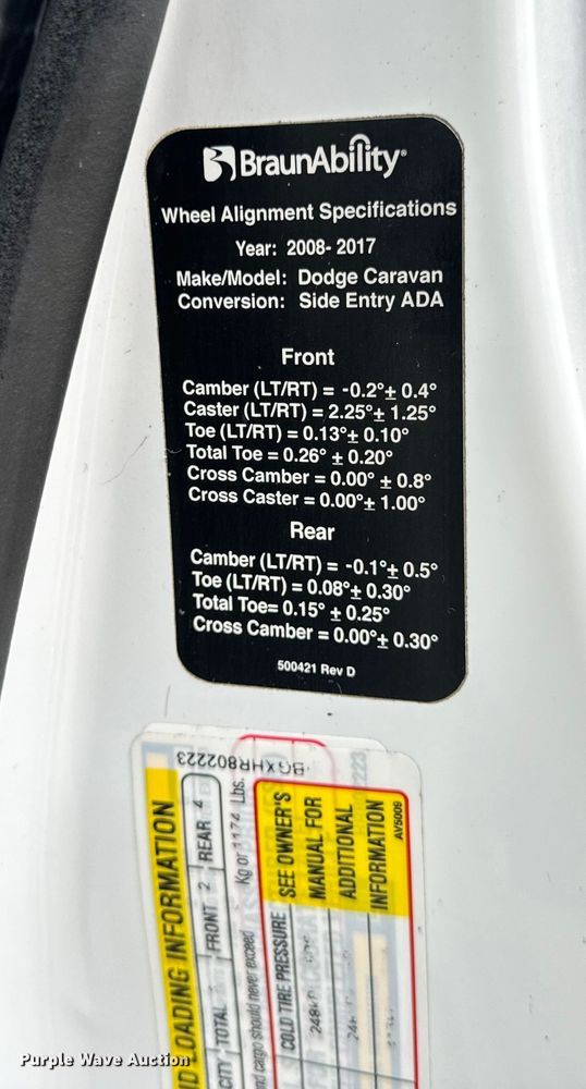 image for item OF9734 2017 Braun Ability Grand Caravan handicap accessible van