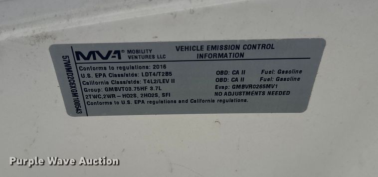 image for item OF9735 2016 Mobility Ventures MV-1 handicap accessible van