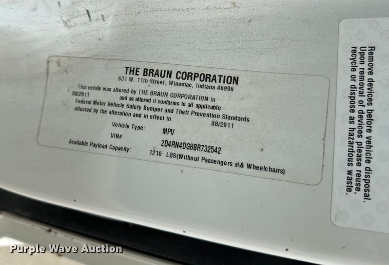 image for item OF9739 2011 Dodge  Grand Caravan handicap accessible van