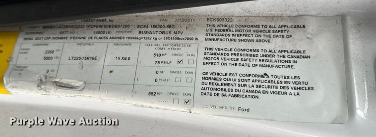 image for item OF9741 2011 Ford E450 Super Duty shuttle bus