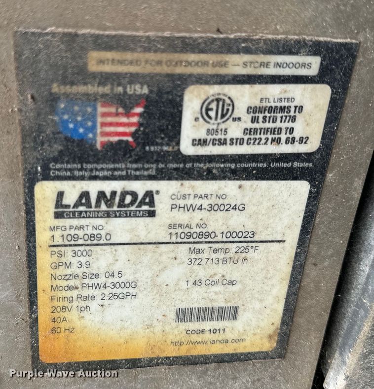 image for item OF9778 Landa PHW pressure washer