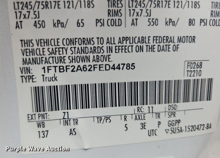 image for item OK9973 2015 Ford F250 pickup truck