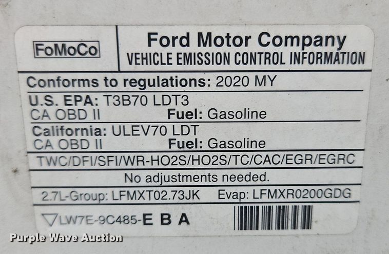 image for item OK9974 2020 Ford F150 XLT SuperCrew pickup truck