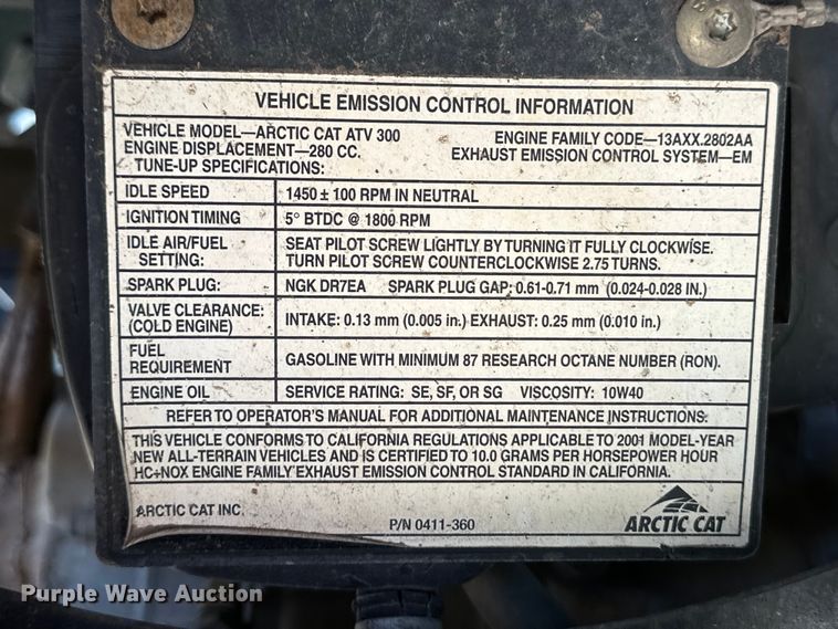 image for item OL9649 2001 Arctic Cat 300 ATV