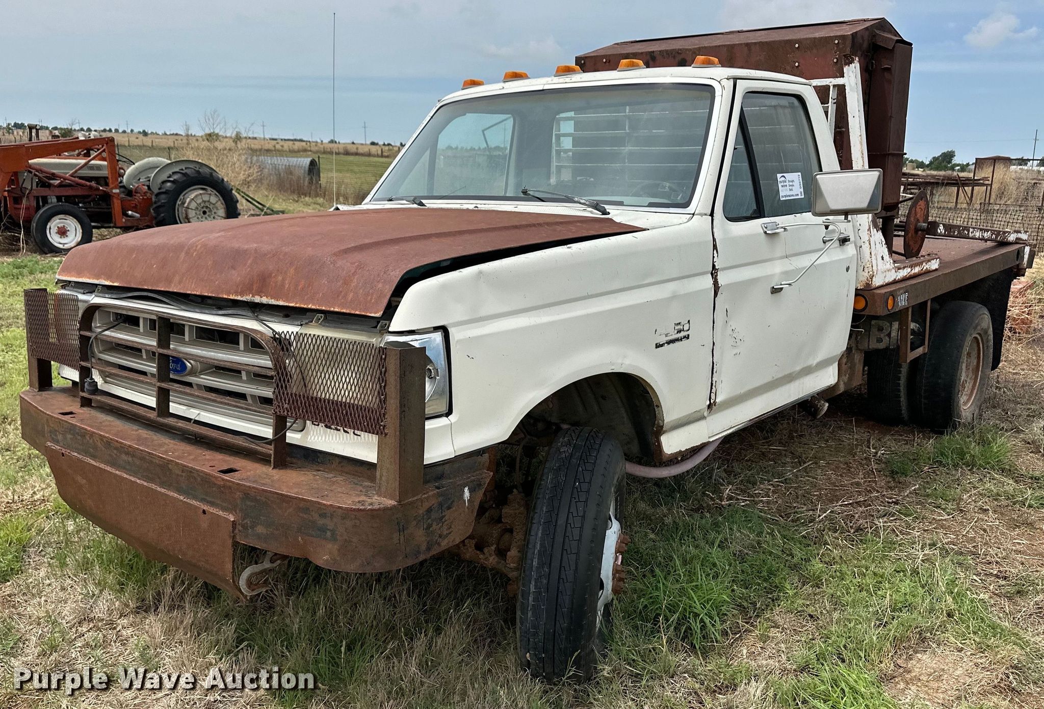 1989 Ford F350 bale bed pickup truck in Beaver, OK Item DS6772 for sale Purple Wave
