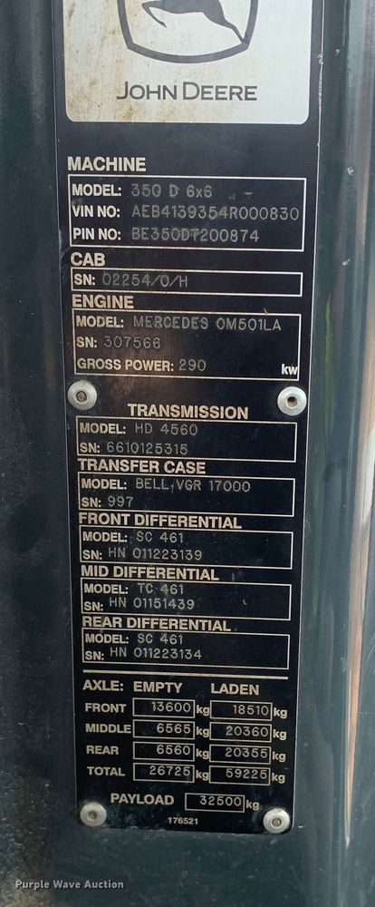 image for item DM7918 2004 John Deere 350D haul truck