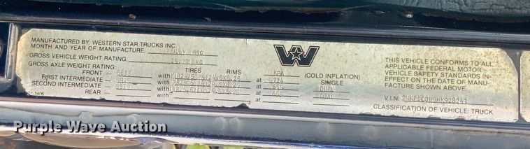 image for item DM7919 1991 Western Star 4900 grapple crane truck