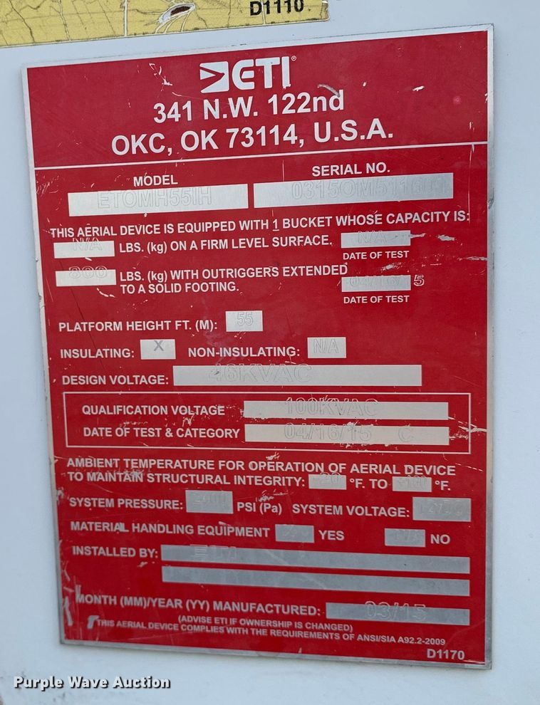 image for item DM7929 2015 Freightliner Business Class M2 bucket truck