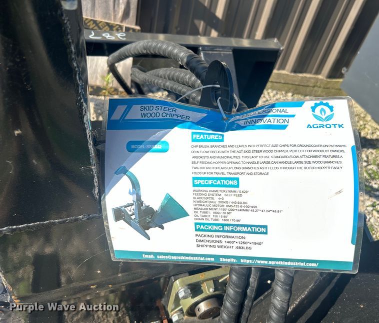 image for item DO6548 Agrotk  SSBX42 skid steer wood chipper