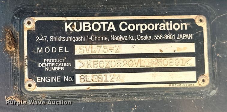 image for item DO6968 2020 Kubota SVL75-2 tracked skid steer loader