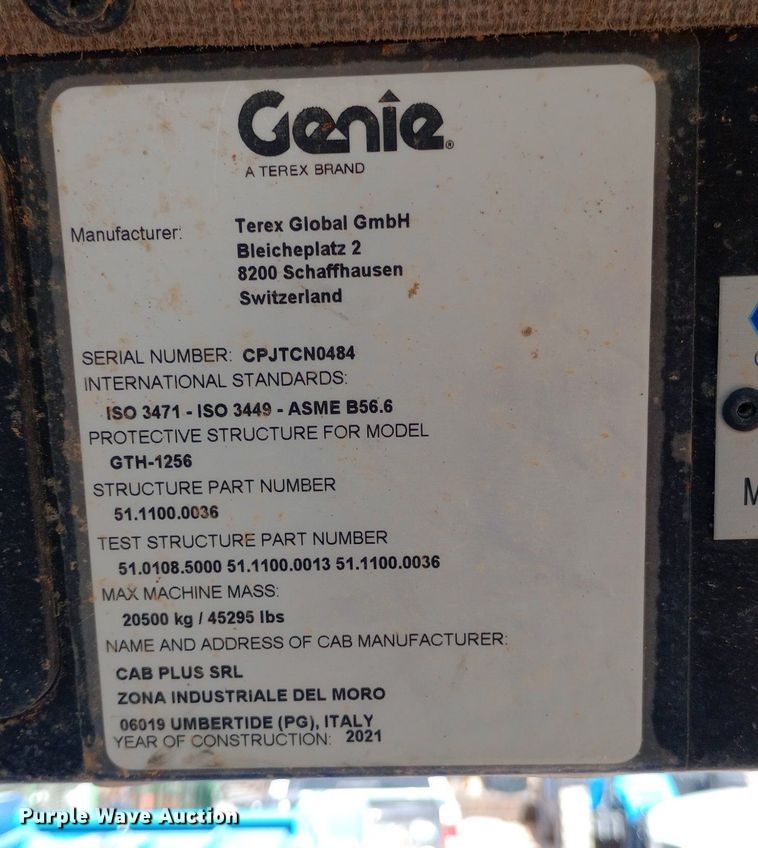 image for item DO6978 2021 Genie  GTH-1256  telehandler
