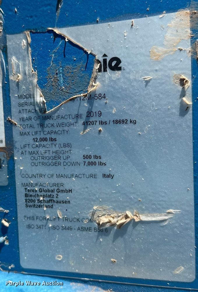 image for item DO6983 2018 Genie GTH-1256 telehandler