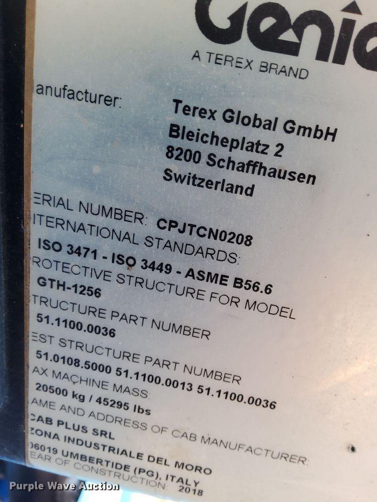 image for item DO6983 2018 Genie GTH-1256 telehandler