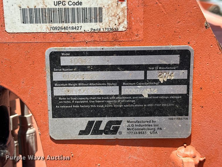 image for item DO6986 2014 JLG 10042 telehandler