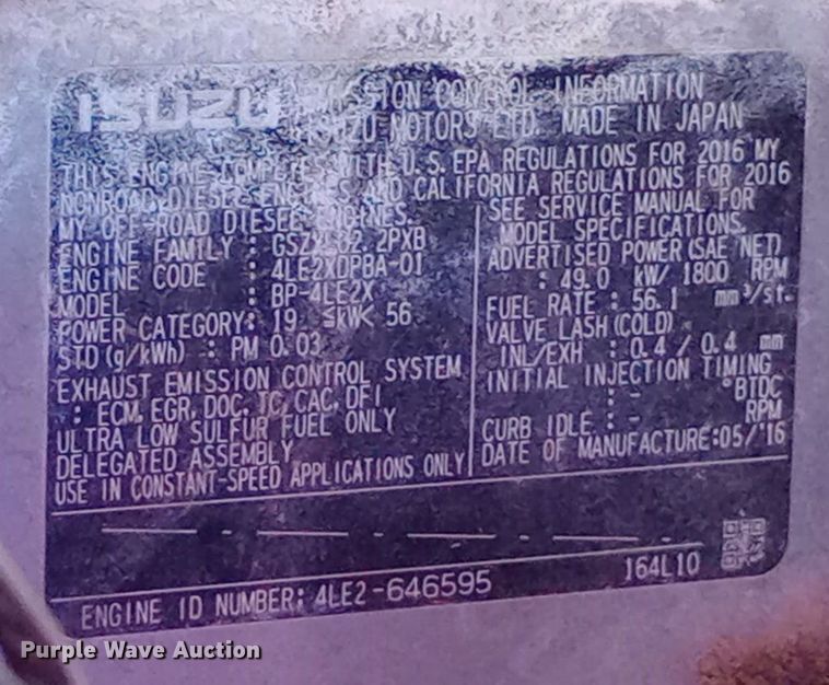 image for item DO6990 2016 Atlas CPG45 generator