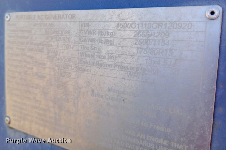 image for item DO6990 2016 Atlas CPG45 generator