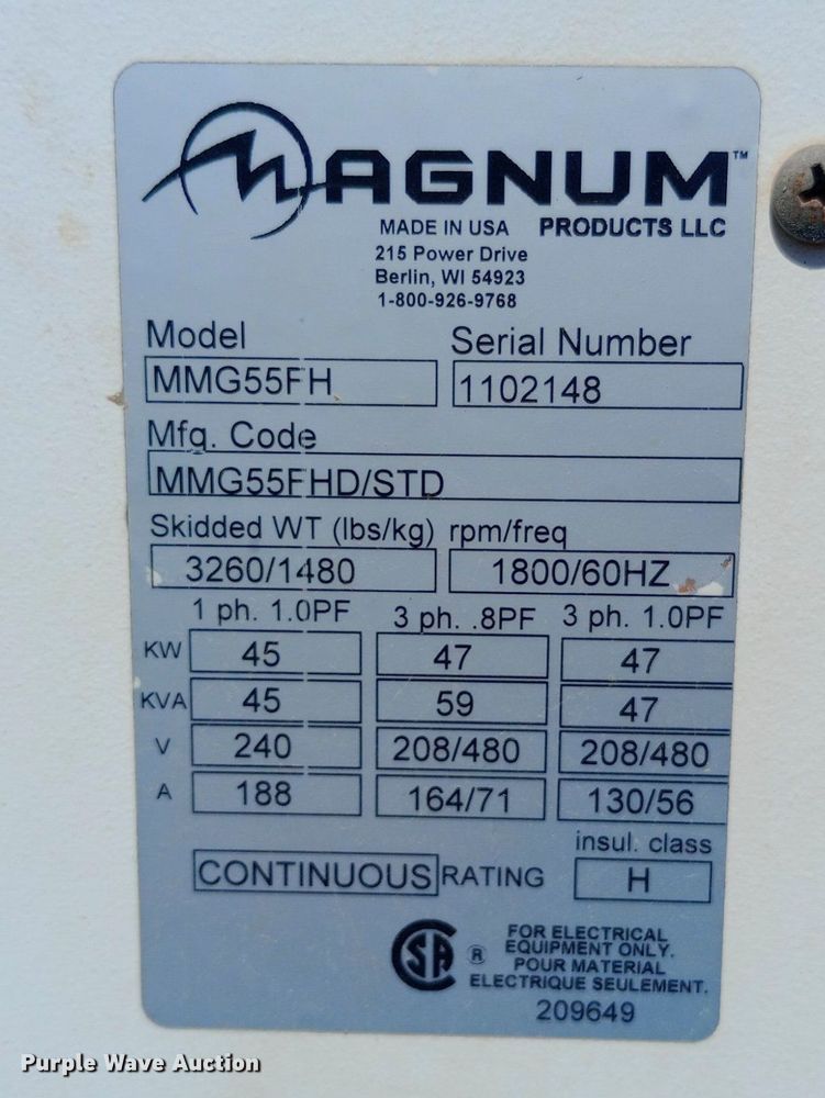 image for item DO6992 Magnum  MMG55FH generator