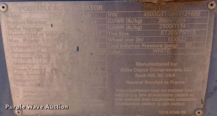 image for item DO7023 Atlas CPG45TFNB generator