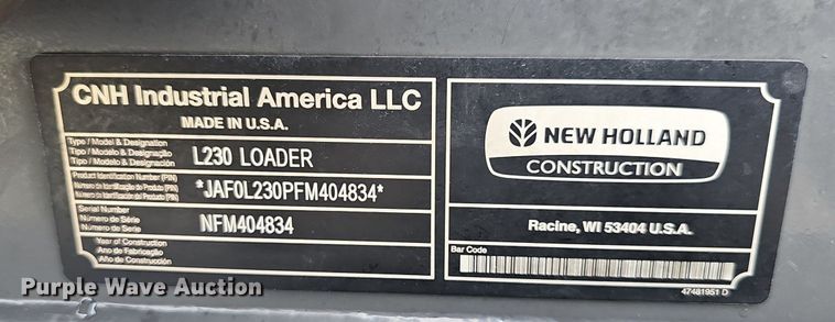 image for item DP0948 2015 New Holland L230 skid steer loader