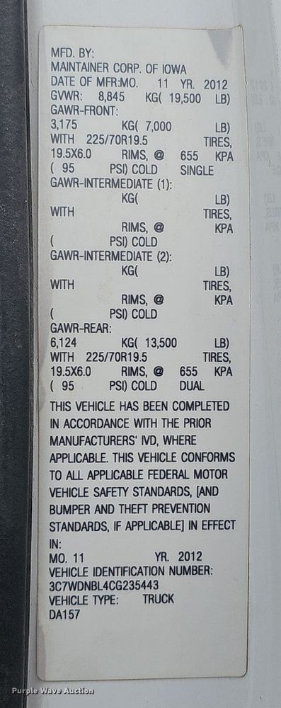 image for item DP0982 2012 Dodge Ram 5500HD utility / service truck